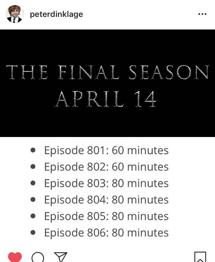 game of thrones 8 durations